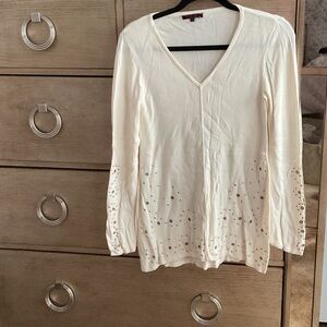 Chic Cream Women's Blouse with Embellishments